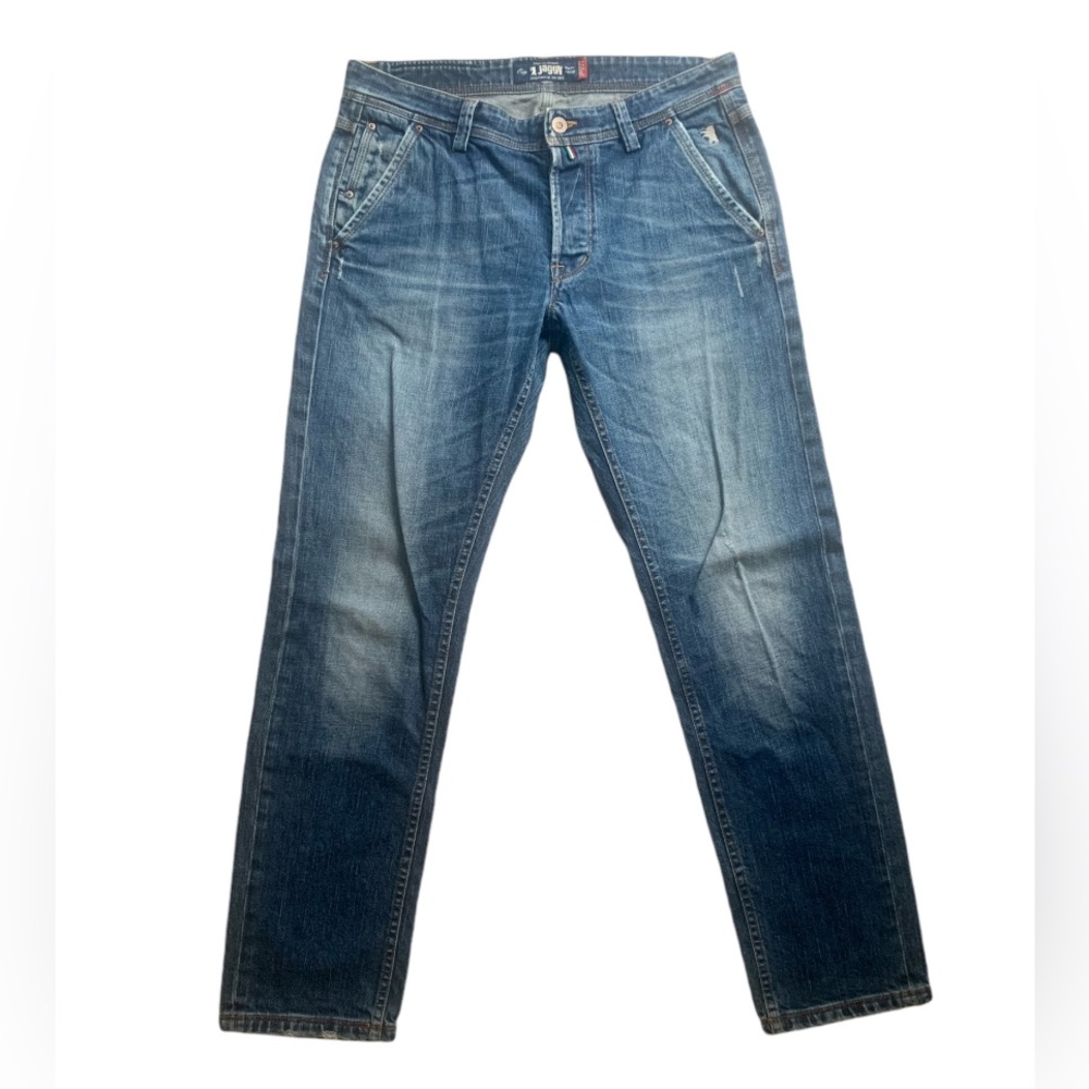Jaggy Jeans Newman Distressed Denim Straight 5 Pocket Button Fly Regular W32 L31
